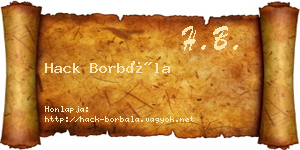 Hack Borbála névjegykártya